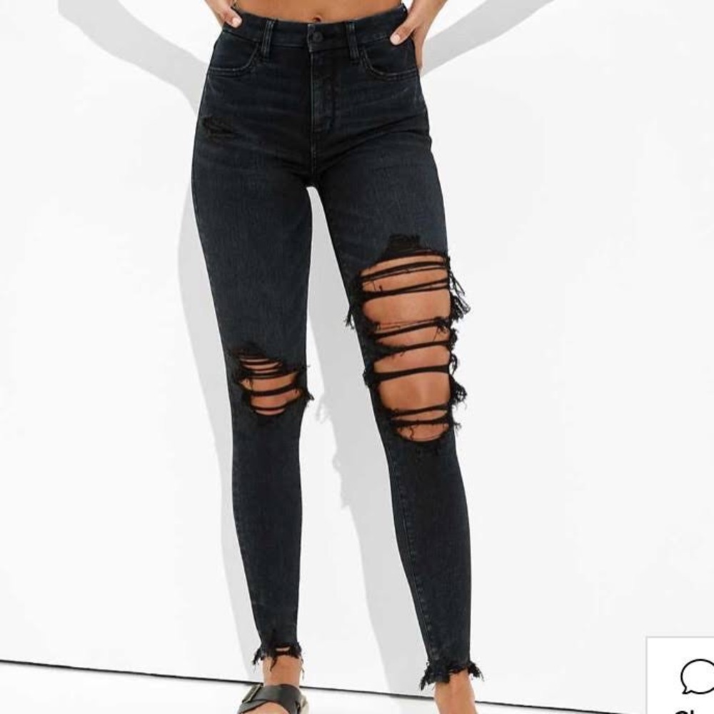Black American Eagle Ripped Skinny Jean